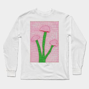 Pink and Green Mushrooms Long Sleeve T-Shirt